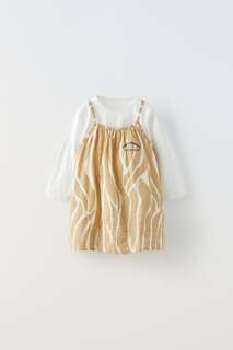 Контрастное платье-футболка Zara, бежевый