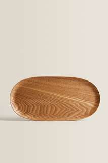 Овальный деревянный поднос Zara, светло-бежевый