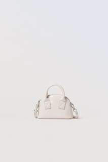 Мини-сумка с патентной отделкой Zara, экрю белый