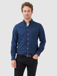 Rodd &amp; Gunn Cotton Oxford Slim Fit Хлопковая рубашка с длинными рукавами, Темно-синий