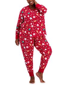 Пижамный комплект размера плюс с принтом Sweets Family Pajamas