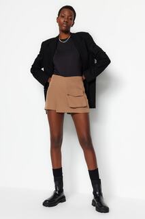 Юбка-шорты Trendyol с карманами, коричневый