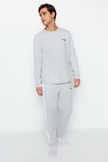 Пижамный комплект Trendyol мужской вязаный, серый