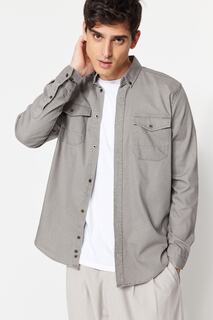 Рубашка Trendyol мужская классического кроя с двумя карманами, серый