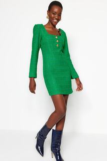 Платье Trendyol твидовое, зеленый