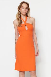 Платье-миди Trendyol с тканым воротником, оранжевый