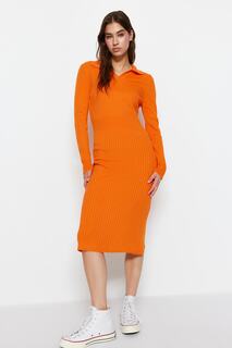 Платье Trendyol с воротником-поло, оранжевый