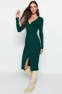 Платье Trendyol с воротником-поло, зеленый