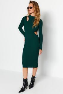 Платье Trendyol с высоким воротником, зеленый