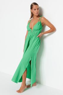 Платье Trendyol пляжное макси с тканым разрезом, зеленый