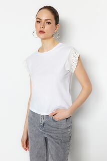 Блузка Trendyol с круглым вырезом, белый