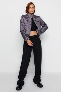 Куртка-пуховик Trendyol укороченная стеганая с водоотталкивающей пропиткой, темно-фиолетовый