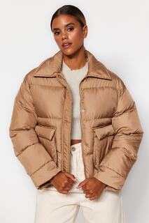 Куртка-пуховик Trendyol водоотталкивающая, коричневый