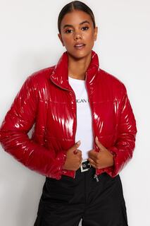 Куртка-пуховик Trendyol укороченная стеганая с водоотталкивающей пропиткой, красный