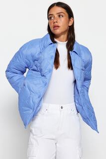 Куртка-пуховик Trendyol Lila оверсайз водоотталкивающая стеганая, голубой