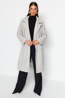 Пальто-букле Trendyol оверсайз длинное широкого кроя, серый