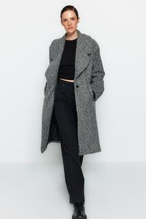 Пальто Trendyol оверсайз длинное кашемировое широкого кроя, серый