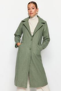 Пальто Trendyol с вышивкой длинное, зеленый