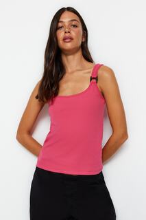 Блузка Trendyol эластичная стандартного кроя, розовый