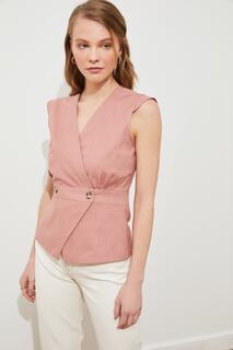Блузка Trendyol двубортная с пуговицами, розовый
