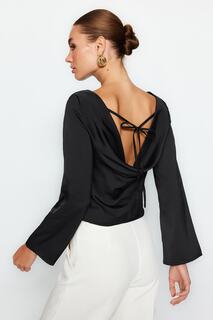 Блузка Trendyol атласная, черный