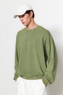 Свитшот Trendyol широкого кроя в винтажном стиле, зеленый