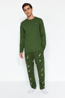 Пижамный комплект Trendyol стандартного кроя, зеленый