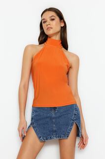 Блузка Trendyol с вырезом и открытыми плечами, оранжевый