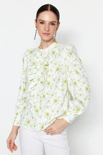 Рубашка Trendyol с высоким воротником и цветочным принтом