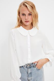 Рубашка Trendyol с белым воротником и рюшами