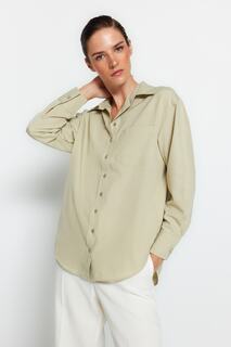 Рубашки-бойфренд Trendyol с одним карманом, светлый хаки