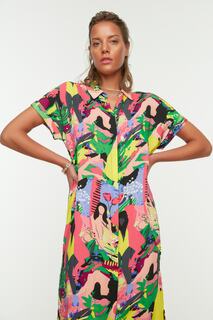 Рубашка пляжная Trendyol с красочным абстрактным рисунком