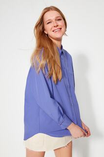 Рубашка-бойфренд Trendyol с одним карманом, светло-фиолетовый
