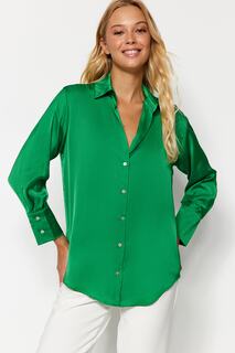 Рубашка атласная Trendyol, зеленый