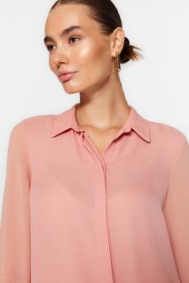 Рубашка Trendyol с прозрачными рукавами, розовый