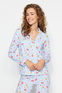 Пижамный комплект Trendyol из 100% хлопка, синий