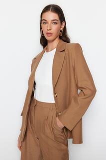 Пиджак Trendyol на обычной подкладке, коричневый