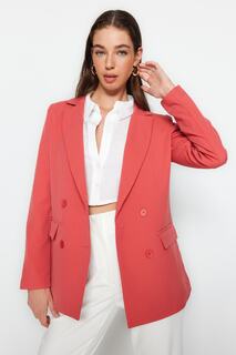 Пиджак двубортный Trendyol на обычной подкладке, красный