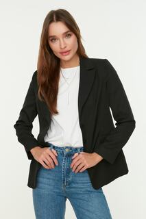 Пиджак на пуговицах Trendyol на обычной подкладке, черный