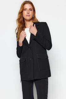 Пиджак Trendyol на обычной подкладке, черный