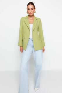 Пиджак двубортный Trendyol на обычной подкладке, фисташково-зеленый
