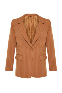 Пиджак в полоску Trendyol на обычной подкладке, светло-коричневый
