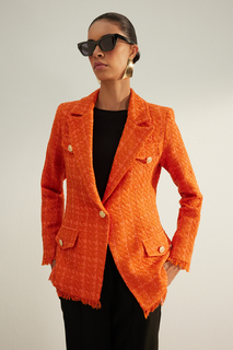Пиджак в клетку Trendyol на обычной подкладке, оранжевый