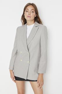 Пиджак двубортный Trendyol на обычной подкладке, серый