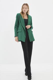 Пиджак двубортный Trendyol на обычной подкладке, зеленый