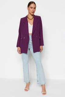 Пиджак двубортный Trendyol на обычной подкладке, пурпурный