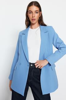 Пиджак Trendyol на обычной подкладке, темно-синий