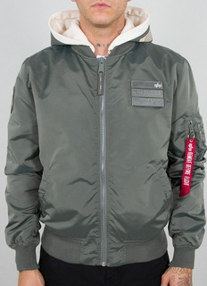Куртка Alpha Industries MA-1 TT Hood Custom, зелено-серая