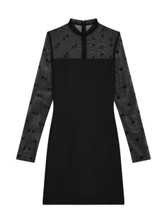 Платье с воротником-стойкой из биматериала с узором 4G Givenchy, черный