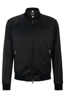 Куртка Hugo Boss Slim-fit Zip-up In Soft Satin, черный